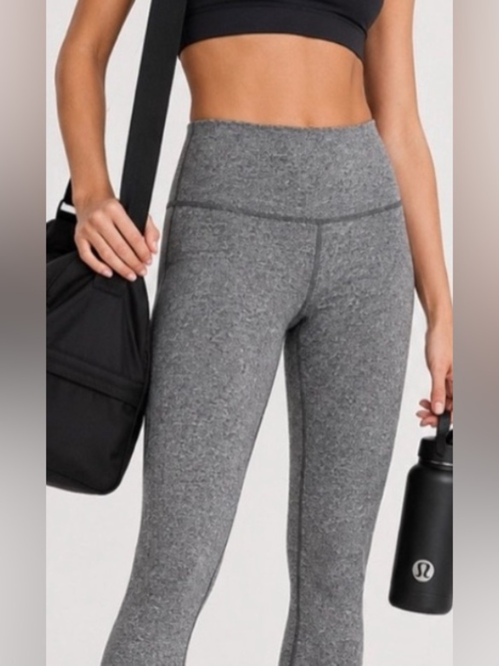 Lululemon Wunder Under HR 28" Leggings Heathered Gray Size 8 High Rise Yoga Gym